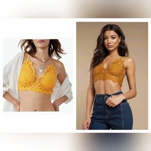 FP Crochet Lace Bralette in Mustard Yellow